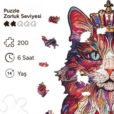 Rowood TA002 Cat King 3D Wooden Puzzle - Thumbnail