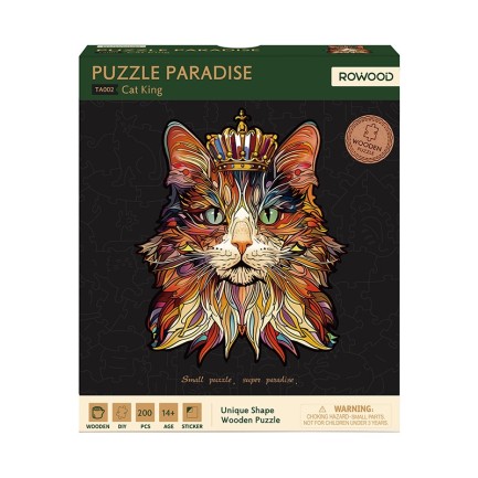 Rowood TA002 Cat King 3D Wooden Puzzle - Thumbnail