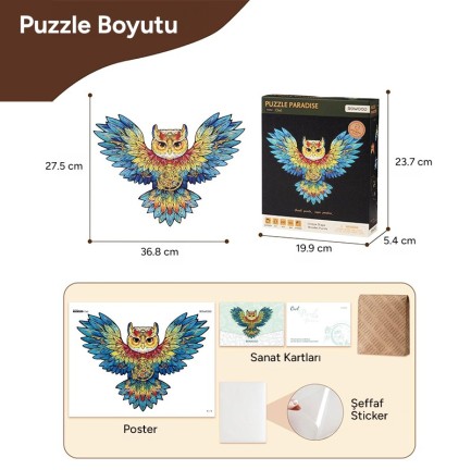 Rowood TA004 Owl 3D Wooden Puzzle - Thumbnail