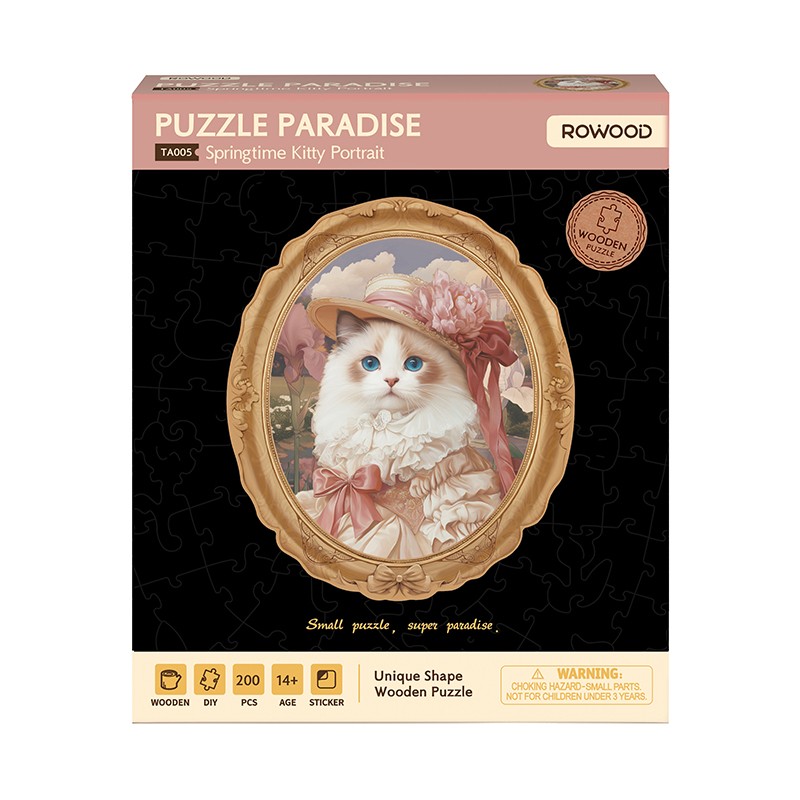 Rowood TA005 Springtime Kitty Portrait 3D Wooden Puzzle