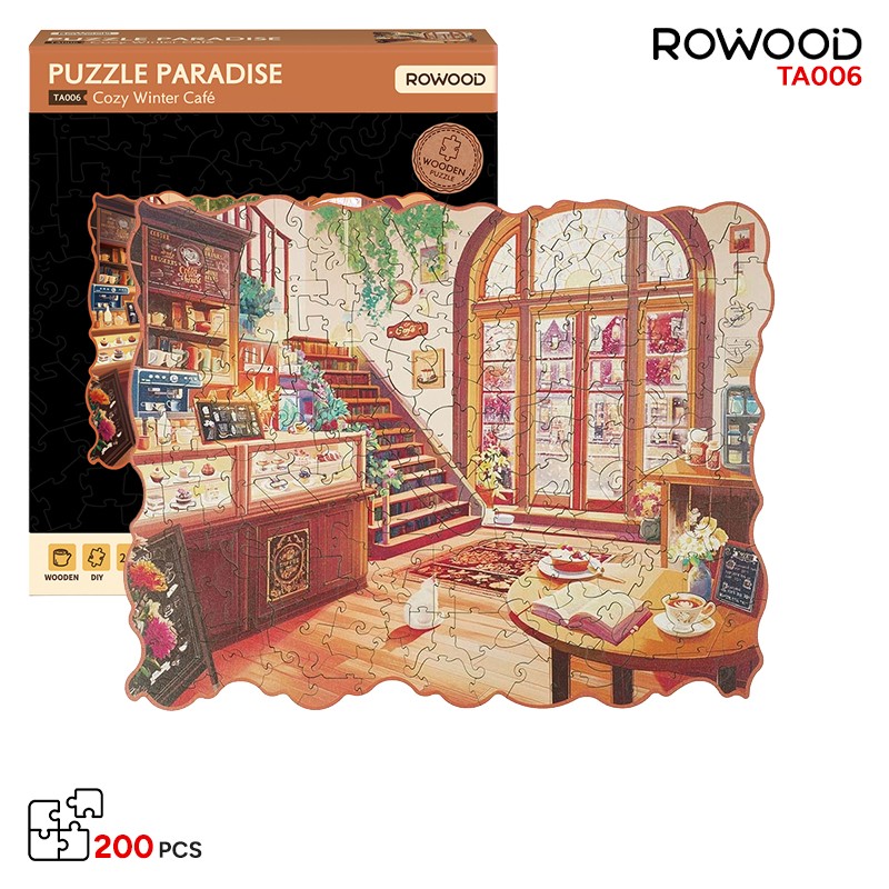 Rowood TA006 Cozy Winter Cafe 3D Wooden Puzzle