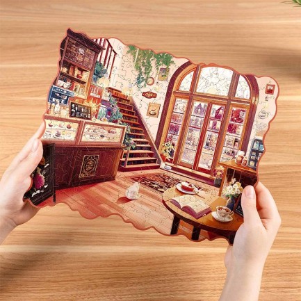 Rowood TA006 Cozy Winter Cafe 3D Wooden Puzzle - Thumbnail