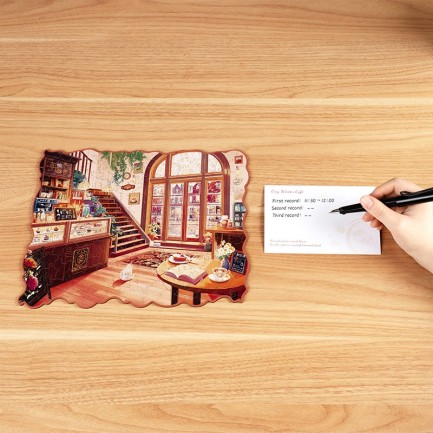Rowood TA006 Cozy Winter Cafe 3D Wooden Puzzle - Thumbnail