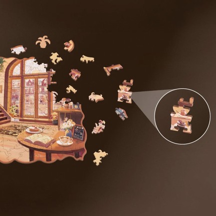 Rowood TA006 Cozy Winter Cafe 3D Wooden Puzzle - Thumbnail