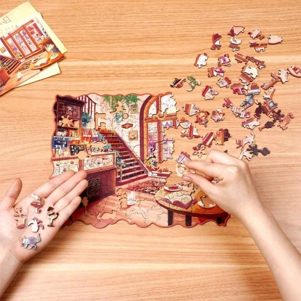 Rowood TA006 Cozy Winter Cafe 3D Wooden Puzzle - Thumbnail