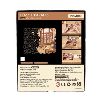 Rowood TA006 Cozy Winter Cafe 3D Wooden Puzzle - Thumbnail