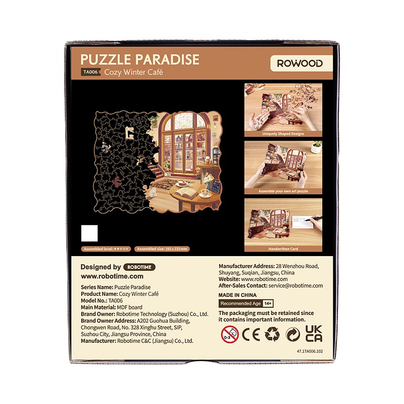 Rowood TA006 Cozy Winter Cafe 3D Wooden Puzzle