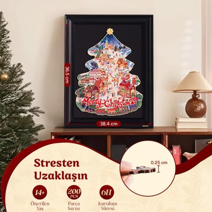 Rowood TA007 Christmas Town 3D Wooden Puzzle - Thumbnail