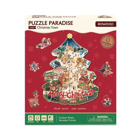 Rowood TA007 Christmas Town 3D Wooden Puzzle - Thumbnail