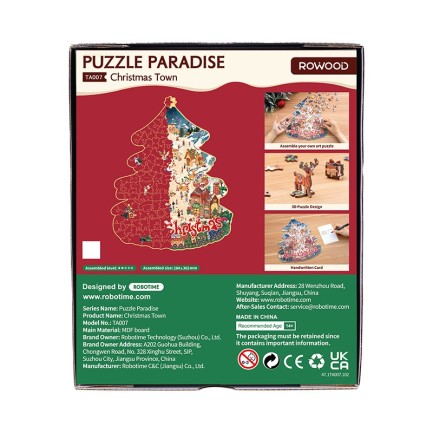 Rowood TA007 Christmas Town 3D Wooden Puzzle - Thumbnail