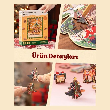Rowood TA008 Golden Autumn Carousel 3D Wooden Puzzle - Thumbnail