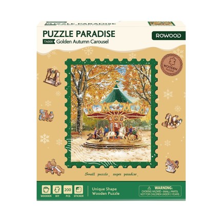 Rowood TA008 Golden Autumn Carousel 3D Wooden Puzzle - Thumbnail