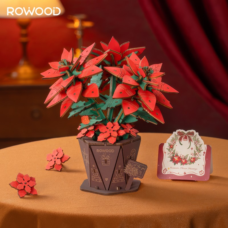 Rowood TF001 Poinsettia 3D Wooden Puzzle
