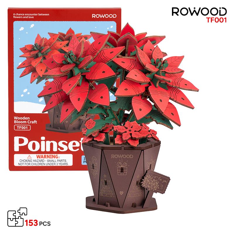 Rowood TF001 Poinsettia 3D Wooden Puzzle