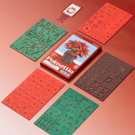 Rowood TF001 Atatürk Çiçeği Poinsettia DIY Minyatür Maket Model Set Ahşap 3D Wooden Puzzle Model Kit Ahşap Maket Dekoratif Hobi Seti - Thumbnail