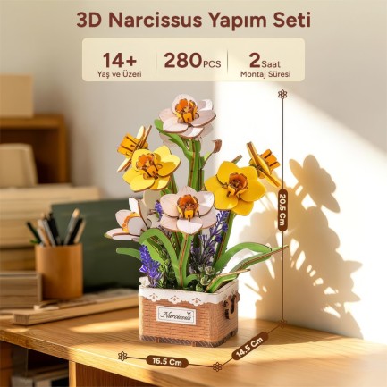 Rowood TF002 Narcissus 3D Wooden Puzzle - Thumbnail