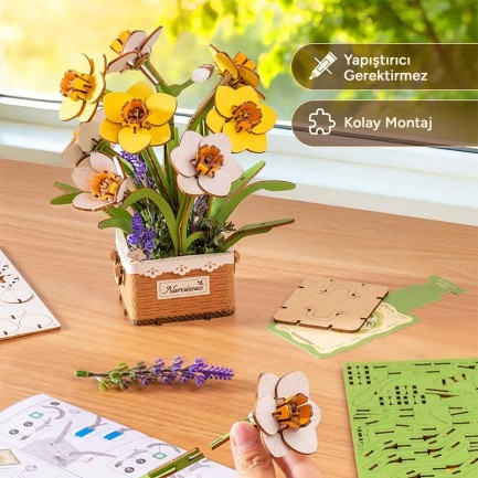 Rowood TF002 Narcissus 3D Wooden Puzzle - Thumbnail