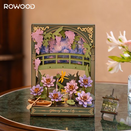 Rowood TH001 Nilüfer Çiçeği (Glittering Water Lily) DIY Minyatür Maket Model Seti Ahşap 3D Wooden Puzzle 3D Model Kit Detaylı Dekoratif Hobi Seti Ahşap Maket - Thumbnail