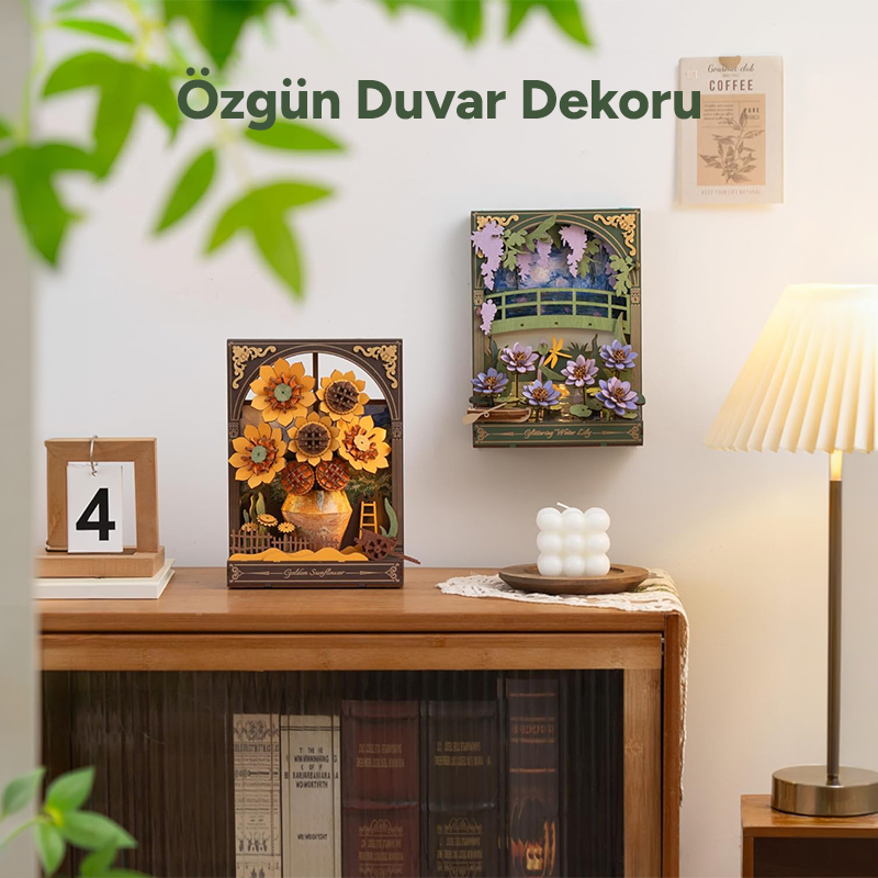 Rowood TH001 Nilüfer Çiçeği (Glittering Water Lily) DIY Minyatür Maket Model Seti Ahşap 3D Wooden Puzzle 3D Model Kit Detaylı Dekoratif Hobi Seti Ahşap Maket