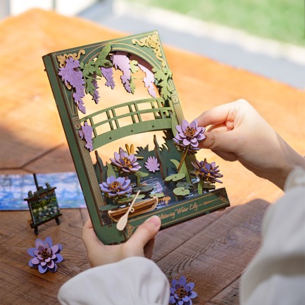 Rowood TH001 Nilüfer Çiçeği (Glittering Water Lily) DIY Minyatür Maket Model Seti Ahşap 3D Wooden Puzzle 3D Model Kit Detaylı Dekoratif Hobi Seti Ahşap Maket - Thumbnail