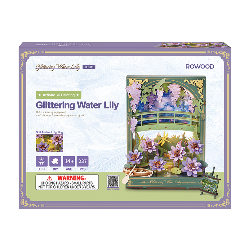 Rowood TH001 Nilüfer Çiçeği (Glittering Water Lily) DIY Minyatür Maket Model Seti Ahşap 3D Wooden Puzzle 3D Model Kit Detaylı Dekoratif Hobi Seti Ahşap Maket