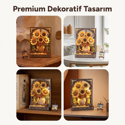 Rowood TH002 Ayçiçeği (Golden Sunflower) DIY Minyatür Maket Model Seti Ahşap 3D Wooden Puzzle 3D Model Kit Detaylı Dekoratif Hobi Seti Ahşap Maket - Thumbnail