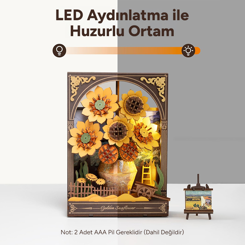 Rowood TH002 Ayçiçeği (Golden Sunflower) DIY Minyatür Maket Model Seti Ahşap 3D Wooden Puzzle 3D Model Kit Detaylı Dekoratif Hobi Seti Ahşap Maket