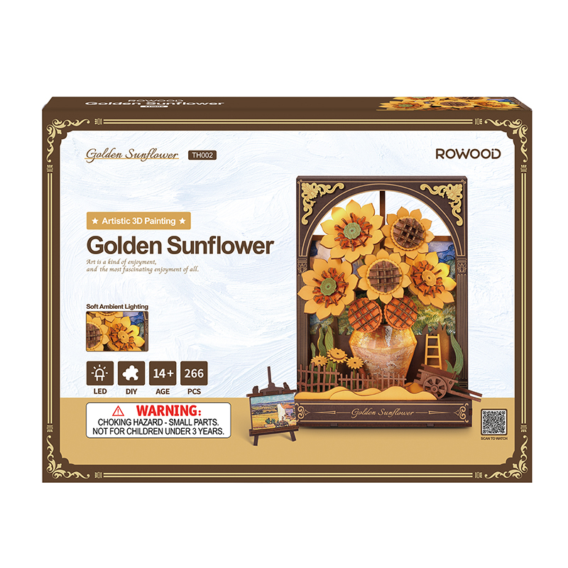 Rowood TH002 Ayçiçeği (Golden Sunflower) DIY Minyatür Maket Model Seti Ahşap 3D Wooden Puzzle 3D Model Kit Detaylı Dekoratif Hobi Seti Ahşap Maket