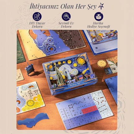Rowood TH003 The Starry Night 3D Wooden Puzzle - Thumbnail