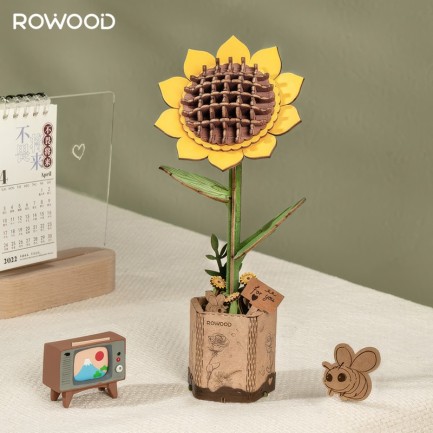 Rowood TW011 Ayçiçeği Sunflower DIY Minyatür Maket Model Seti Ahşap 3D Wooden Puzzle Model Kit Ahşap Maket Dekoratif Hobi Seti - Thumbnail