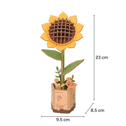 Rowood TW011 Ayçiçeği Sunflower DIY Minyatür Maket Model Seti Ahşap 3D Wooden Puzzle Model Kit Ahşap Maket Dekoratif Hobi Seti - Thumbnail