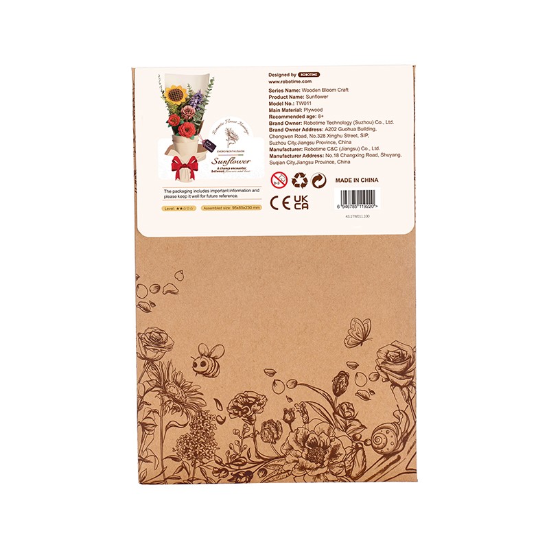 Rowood TW011 Ayçiçeği Sunflower DIY Minyatür Maket Model Seti Ahşap 3D Wooden Puzzle Model Kit Ahşap Maket Dekoratif Hobi Seti