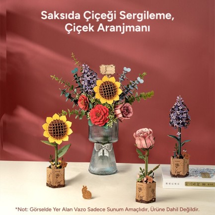 Rowood TW01H Çiçek Buketi Wooden Flower Bouquet DIY Minyatür Maket Model Seti Ahşap 3D Wooden Puzzle 3D Model Kit Detaylı Dekoratif Hobi Seti Ahşap Maket - Thumbnail