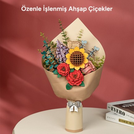 Rowood TW01H Çiçek Buketi Wooden Flower Bouquet DIY Minyatür Maket Model Seti Ahşap 3D Wooden Puzzle 3D Model Kit Detaylı Dekoratif Hobi Seti Ahşap Maket - Thumbnail