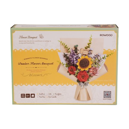 Rowood TW01H Çiçek Buketi Wooden Flower Bouquet DIY Minyatür Maket Model Seti Ahşap 3D Wooden Puzzle 3D Model Kit Detaylı Dekoratif Hobi Seti Ahşap Maket - Thumbnail