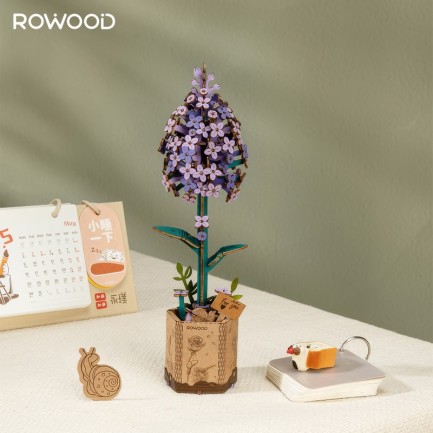 Rowood TW021 Leylak Çiçeği (Lilac) DIY Minyatür Maket Model Seti Ahşap 3D Wooden Puzzle 3D Model Kit Ahşap Maket Dekoratif Hobi Seti - Thumbnail