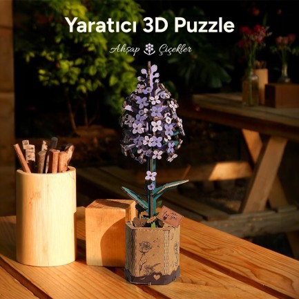 Rowood TW021 Leylak Çiçeği (Lilac) DIY Minyatür Maket Model Seti Ahşap 3D Wooden Puzzle 3D Model Kit Ahşap Maket Dekoratif Hobi Seti - Thumbnail