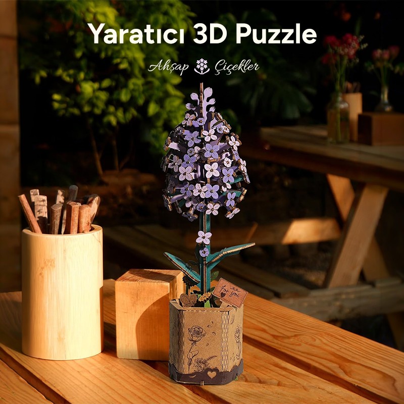 Rowood TW021 Leylak Çiçeği (Lilac) DIY Minyatür Maket Model Seti Ahşap 3D Wooden Puzzle 3D Model Kit Ahşap Maket Dekoratif Hobi Seti