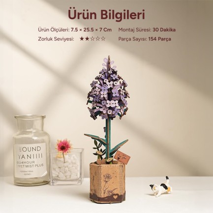 Rowood TW021 Leylak Çiçeği (Lilac) DIY Minyatür Maket Model Seti Ahşap 3D Wooden Puzzle 3D Model Kit Ahşap Maket Dekoratif Hobi Seti - Thumbnail