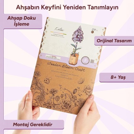Rowood TW021 Leylak Çiçeği (Lilac) DIY Minyatür Maket Model Seti Ahşap 3D Wooden Puzzle 3D Model Kit Ahşap Maket Dekoratif Hobi Seti - Thumbnail