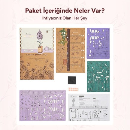 Rowood TW021 Leylak Çiçeği (Lilac) DIY Minyatür Maket Model Seti Ahşap 3D Wooden Puzzle 3D Model Kit Ahşap Maket Dekoratif Hobi Seti - Thumbnail