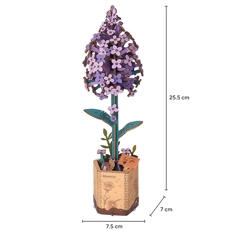 Rowood TW021 Leylak Çiçeği (Lilac) DIY Minyatür Maket Model Seti Ahşap 3D Wooden Puzzle 3D Model Kit Ahşap Maket Dekoratif Hobi Seti