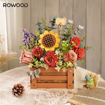 Rowood TW02H Çiçek Kutusu (Wooden Bloom Box) DIY Minyatür Maket Model Seti Ahşap 3D Wooden Puzzle 3D Model Kit Detaylı Dekoratif Hobi Seti Ahşap Maket - Thumbnail