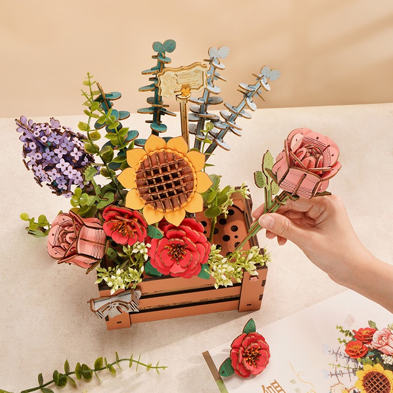 Rowood TW02H Çiçek Kutusu (Wooden Bloom Box) DIY Minyatür Maket Model Seti Ahşap 3D Wooden Puzzle 3D Model Kit Detaylı Dekoratif Hobi Seti Ahşap Maket