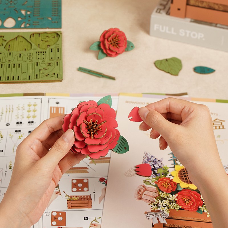 Rowood TW02H Çiçek Kutusu (Wooden Bloom Box) DIY Minyatür Maket Model Seti Ahşap 3D Wooden Puzzle 3D Model Kit Detaylı Dekoratif Hobi Seti Ahşap Maket