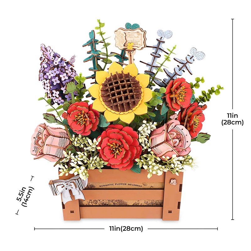 Rowood TW02H Çiçek Kutusu (Wooden Bloom Box) DIY Minyatür Maket Model Seti Ahşap 3D Wooden Puzzle 3D Model Kit Detaylı Dekoratif Hobi Seti Ahşap Maket