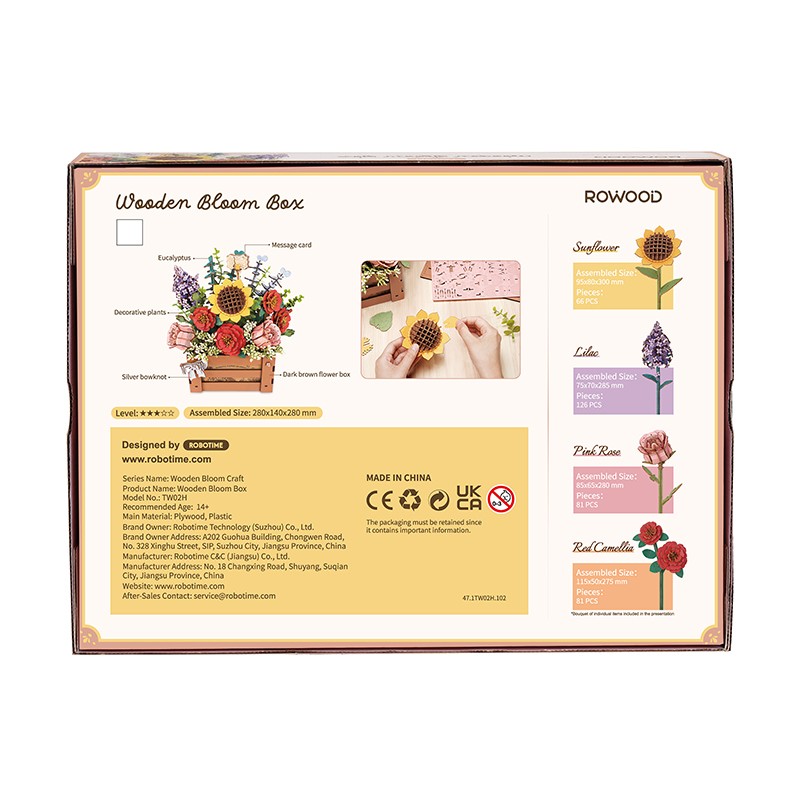 Rowood TW02H Çiçek Kutusu (Wooden Bloom Box) DIY Minyatür Maket Model Seti Ahşap 3D Wooden Puzzle 3D Model Kit Detaylı Dekoratif Hobi Seti Ahşap Maket