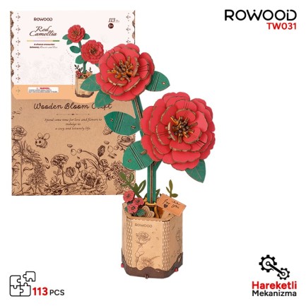 Rowood - Rowood TW031 Red Camellia 3D Wooden Puzzle