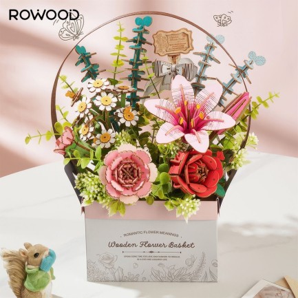 Rowood TW03H Wooden Flower Basket 3D Wooden Puzzle - Thumbnail
