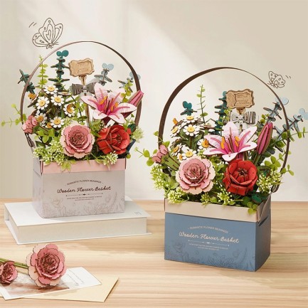 Rowood TW03H Wooden Flower Basket 3D Wooden Puzzle - Thumbnail